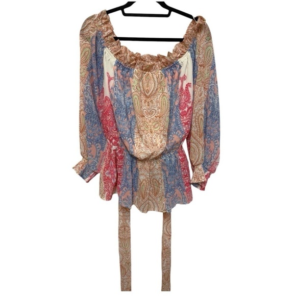Flying Tomato Plus Size Women’s Off the Shoulder Top Paisley Print  1X 2X - Picture 2 of 5